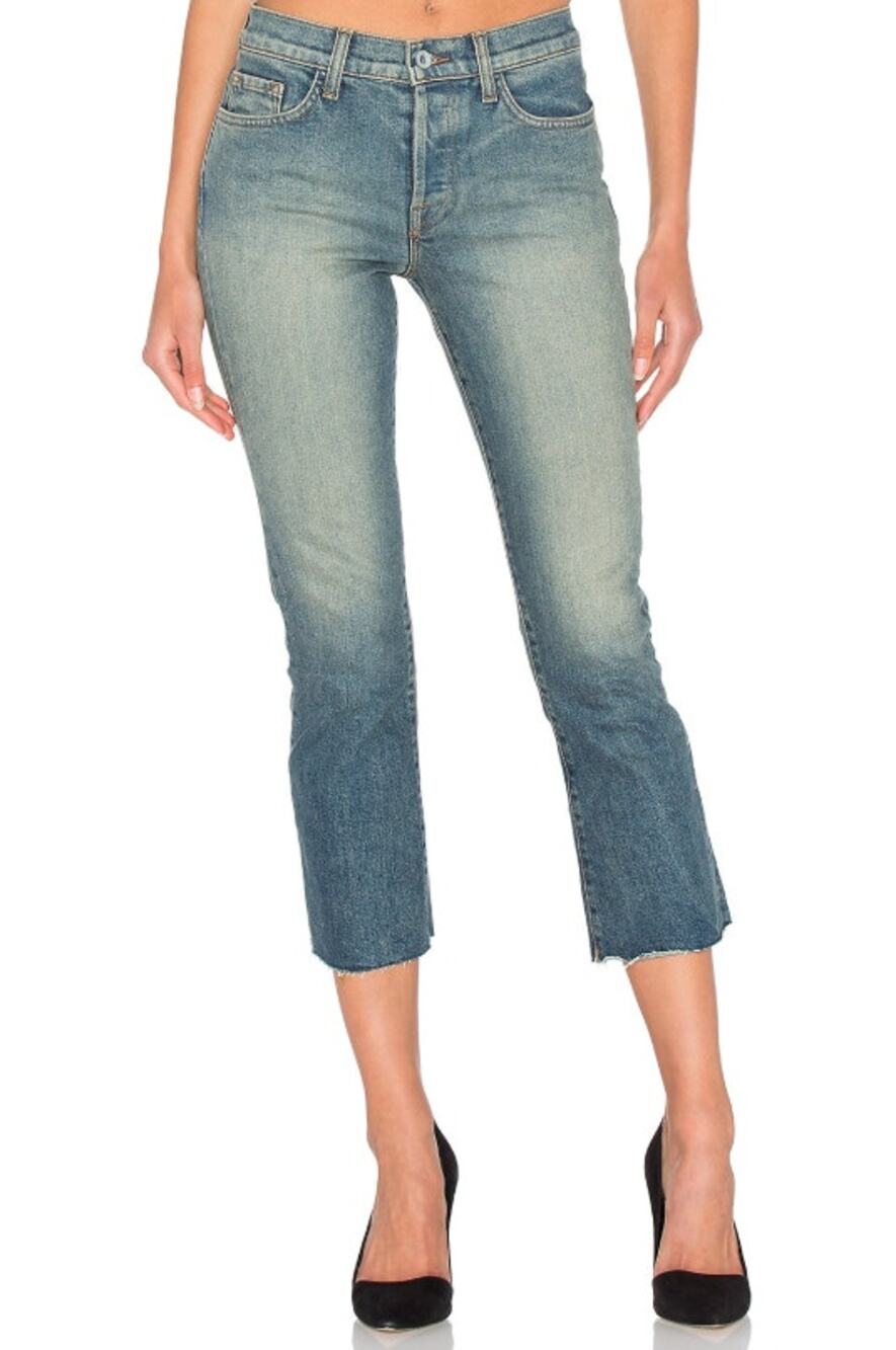BALDWIN Women's Maxwell Crop Kick Flare Jeans Size 24 Blue Traction Stretch NWT